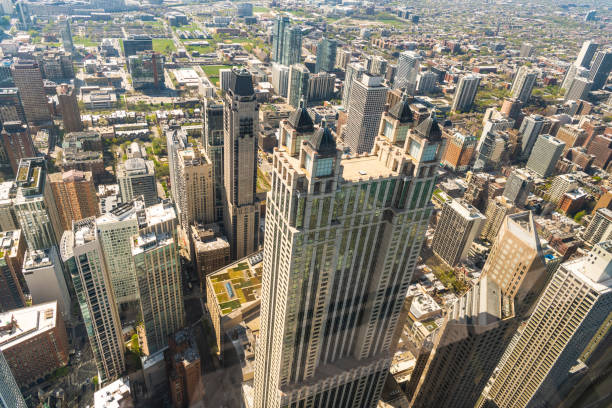 istock skyscraper aerial view. cityscape skyline. architectural building in metropolis. skyscraper architecture of chicago city. metropolitan city paorama. aerial view on downtown cityscape. typical america 2181209935