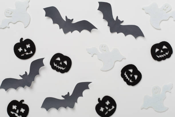 istock Halloween decoration on color background, top view 2181212325