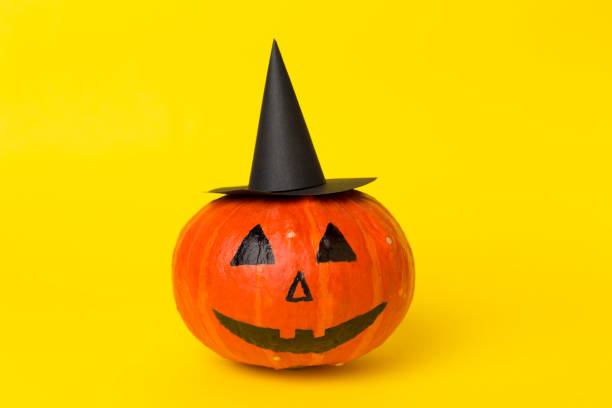 istock Halloween composition with jack o lanter decor on color background 2181212330