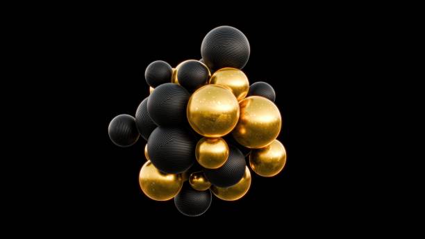 istock The Abstract Molecular Structure beautifully blends gold and black colors in a fascinating artistic composition 2181225092