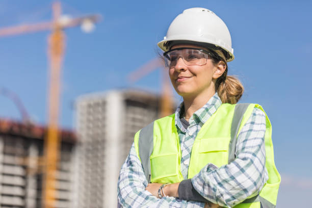 istock Portrait Of  Female Engineer on construction site 2181225300