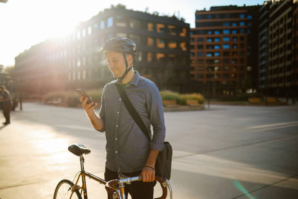 istock men arriving to his office on a bicycle 2181226762