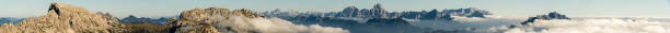 An almost 360° panoramic view of the impressive mountain landscape of the Carnic Alps, seen from Monte Zermula in Friuli/Italy.