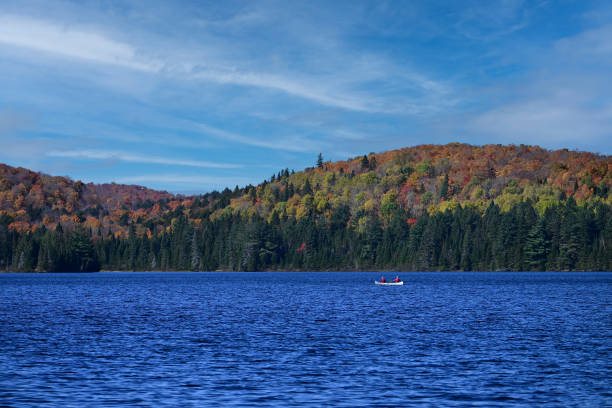 istock Fall scene of a canoeist on a freshwater lake 2181253087
