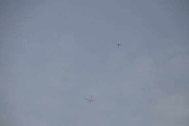 The airplane flying in the sky, hong kong
