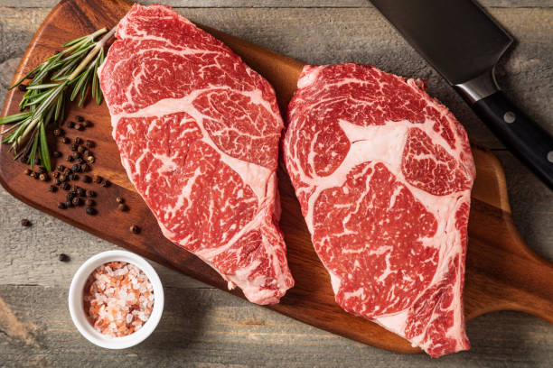 Two Wagyu Steaks Ready for Preparatrion