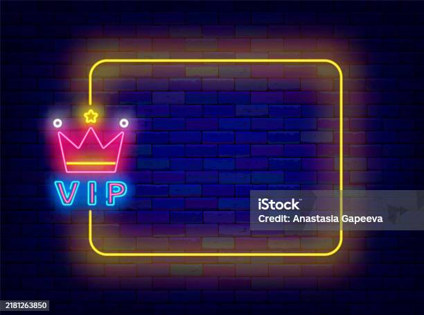 Yellow Vip Text Vip Neon Banner Luxury Premium Access Empty Yellow Frame And Text With ...