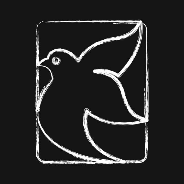 istock Icon dove in a rectangle. Palestine elements. Icons in chalk style. Good for prints, posters, logo, infographics, etc. 2181268161