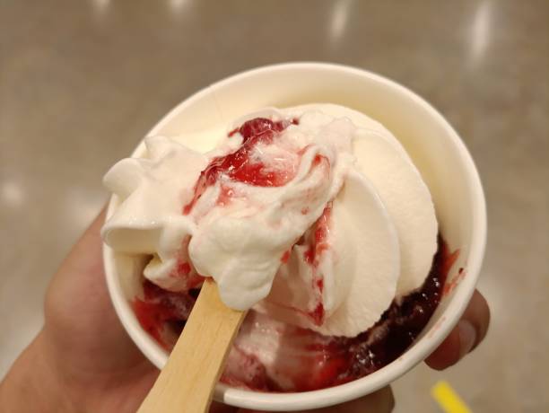 istock Ice cream cheese yogurt with Lingonberry sauce 2181271796