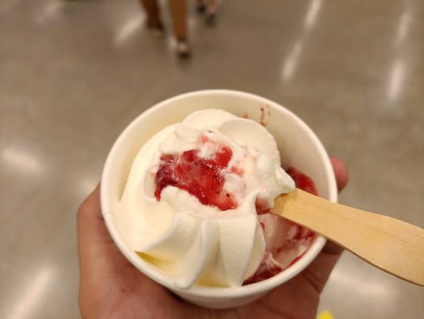 istock Ice cream cheese yogurt with Lingonberry sauce 2181271800