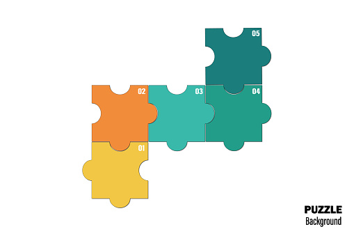 Puzz Five Five Pieces Puzzle Infographic Puzzle Pieces Vector Set Puzzle Jigsaw ...