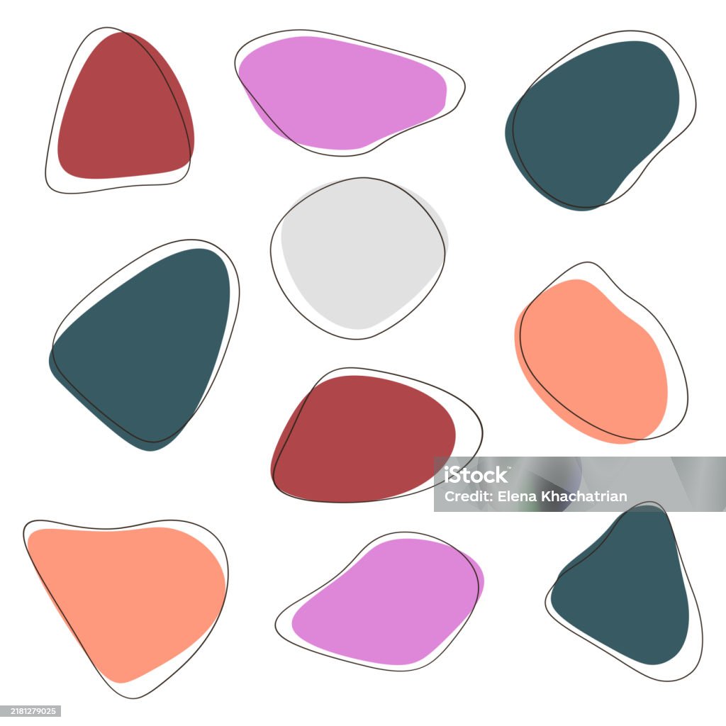 Liquid Spots Vector Vector Abstract Liquid Colored Shapes Spots With Lines On A White ...