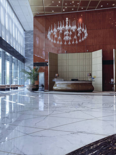 istock Luxurious hotel lobby or corporate reception area with a high ceiling 2181287962
