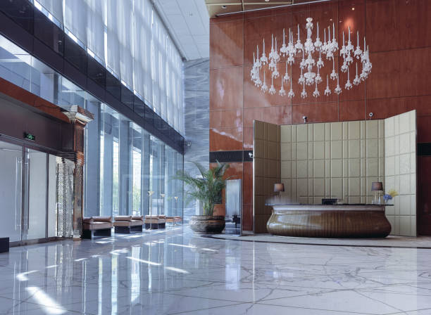 istock Luxurious hotel lobby or corporate reception area with a high ceiling 2181287967