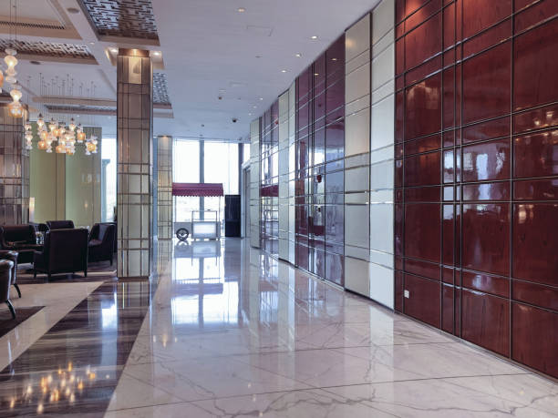 istock Luxurious hotel lobby or corporate reception area with a high ceiling 2181288059