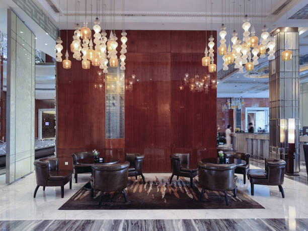 istock Luxurious hotel lobby or corporate reception area with a high ceiling 2181288077