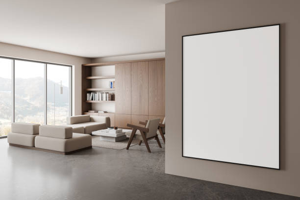 istock Modern living room with blank poster on wall. 3D Rendering 2181288275