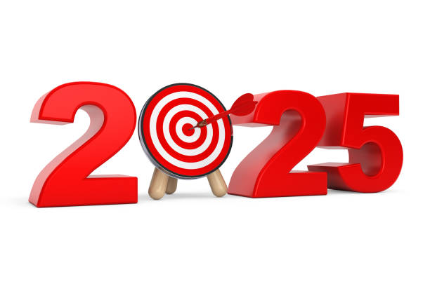 istock Darts Target as 2025 year Sign. 3d Rendering 2181289304
