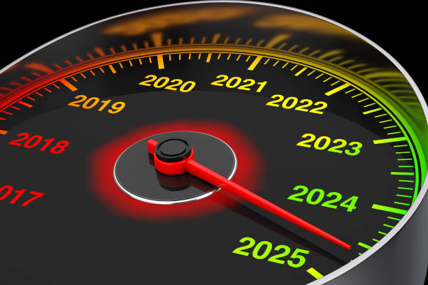 istock Conceptual 2025 New Year Speedometer. 3d Rendering 2181289329