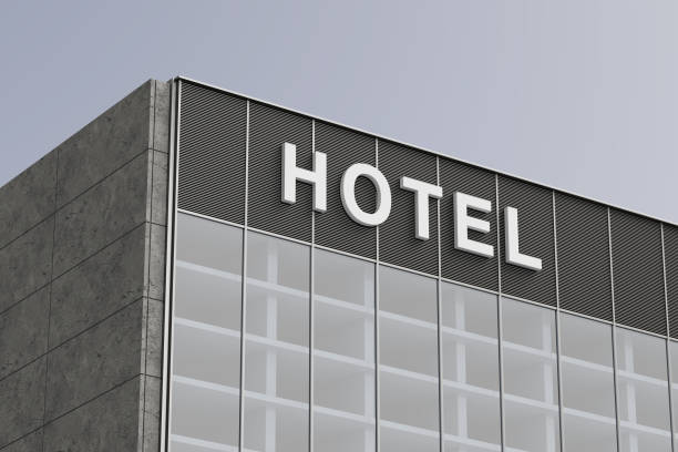 istock Modern Hotel Building with a Large HOTEL Sign. 3d Rendering 2181290201