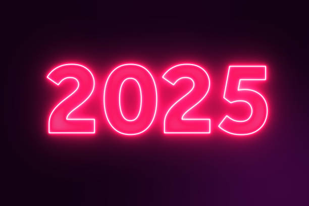 istock 2025 New Year Neon Text Closeup. 3d Rendering 2181290272
