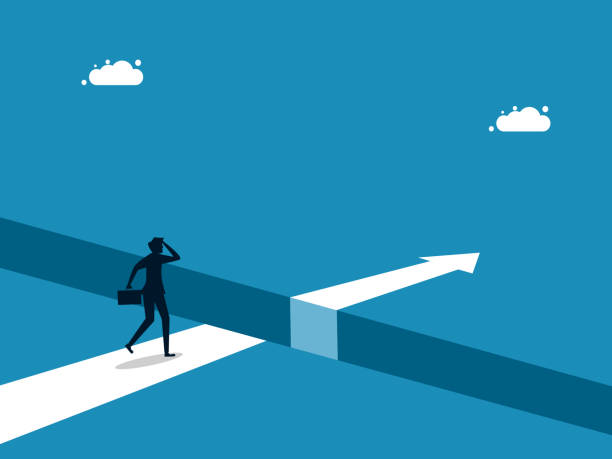 istock Courage, Risk. Businessman on the Edge of the Abyss Gap 2181292148