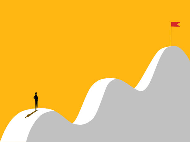 istock Businessman looks at the goal on the obstacle 2181292175
