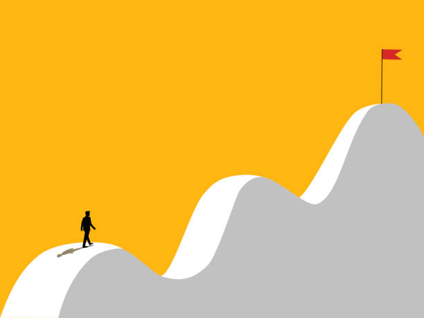 istock Challenge your abilities. Businessman walks towards goal of success 2181292178