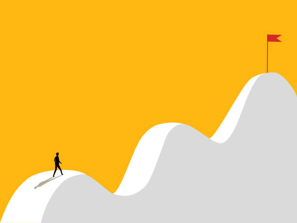 istock Leader, obstacle. Brave businessman walks on an increasingly steep hill 2181292189