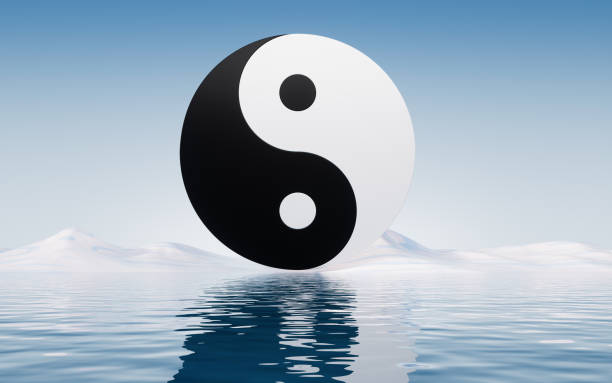 istock Chinese ancient taiji yin-yang pattern symbol, 3d rendering. 2181297241