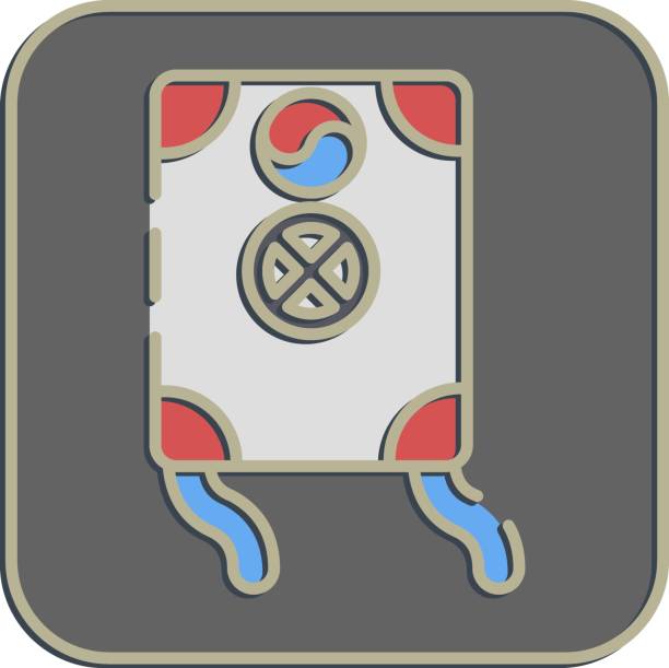 istock Icon kite. South Korea elements. Icons in embossed style. Good for prints, posters, logo, advertisement, infographics, etc. 2181303122