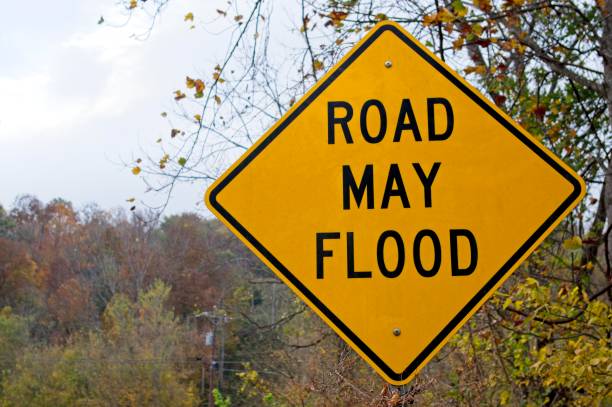 Warning sign for road flooding