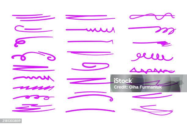 Handmade Line Handmade Marker Lines Set Brush Lines Underlines Handdrawn Collection ...