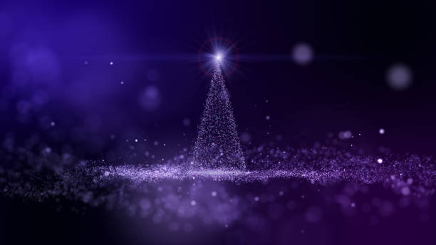 Colorful Christmas tree glow particle, Light flare effect.