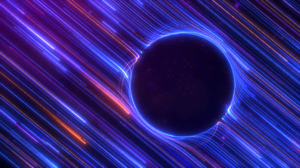 Glow light trail line circle effect, black hole with dust particle.
