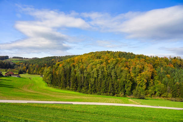 Autumn landscape in lower austria with farm,Austria