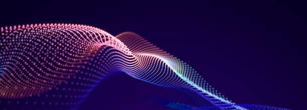 istock Wave of streaming particles on a light blue background. Abstract background with dynamic elements of waves and dots. 3d 2181309986