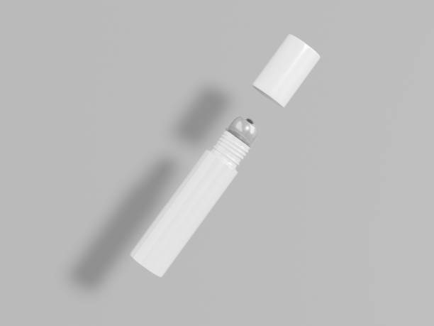istock Roller bottles mockup, open cap, metallic ball rolle-on bottles mockup, liquid cosmetic packaging, cylindrical shape essential oil containers, luxury liquid cologne packaging isolate on background 2181310130