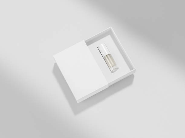 istock Small cylindrical cosmetic container in paper box mockup, empty labeled metallic cap and plastic bottle in slide-open box mockup, liquid cosmetic tube packaging in square gift box container 2181310167