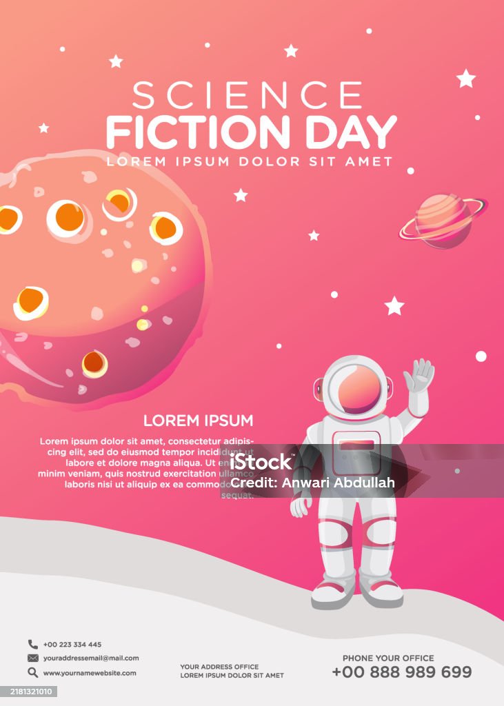 Science Fiction Visual Poster Design Template For National Science Fiction Day Stock ...