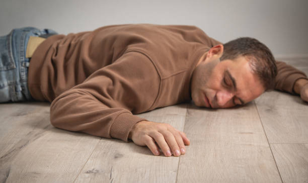 istock Caucasian unconscious man at home. 2181336906