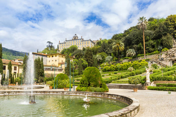 Padua, Italy - October - October 28, 2010: Fountains, sculptures and Autumn colours of the Euganean hill's villa