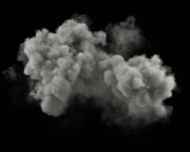 Isolated smoke rain cloud realistic on black backgrounds 3d illustrations