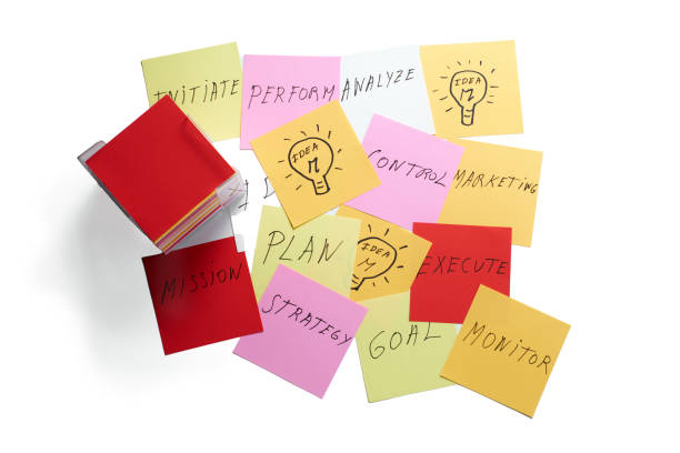 istock Brainstorming session with sticky notes on strategy and mission, highlighting key actions and ideas 2181351722