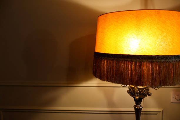 istock Vintage Floor Lamp with Warm Glow Casting Shadows 2181353731