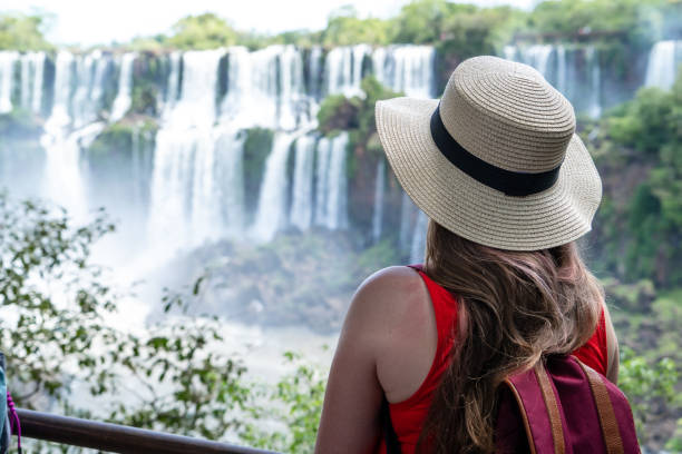 istock Tourist in Iguazu Falls, Argentina. 2181356084