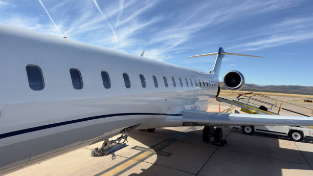 Boarding a plane from an outdoor staircase