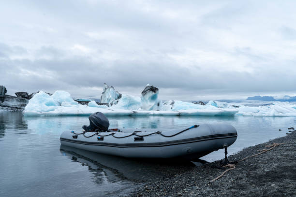 istock An inflatable boat on the shore 2181368940