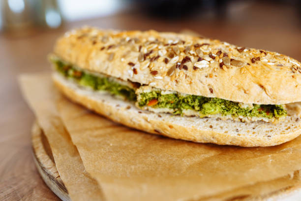 istock sandwich on whole grain bun with vegetable patty 2181373944