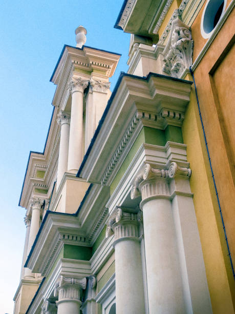 istock Architectural columns from historic building exterior in old town Menton 2181378159